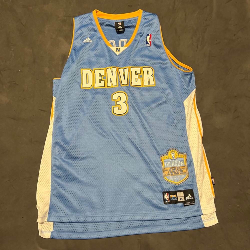 Adidas Denver Nuggets Allen Iverson Jersey Mens XL Blue Limited Edition #3